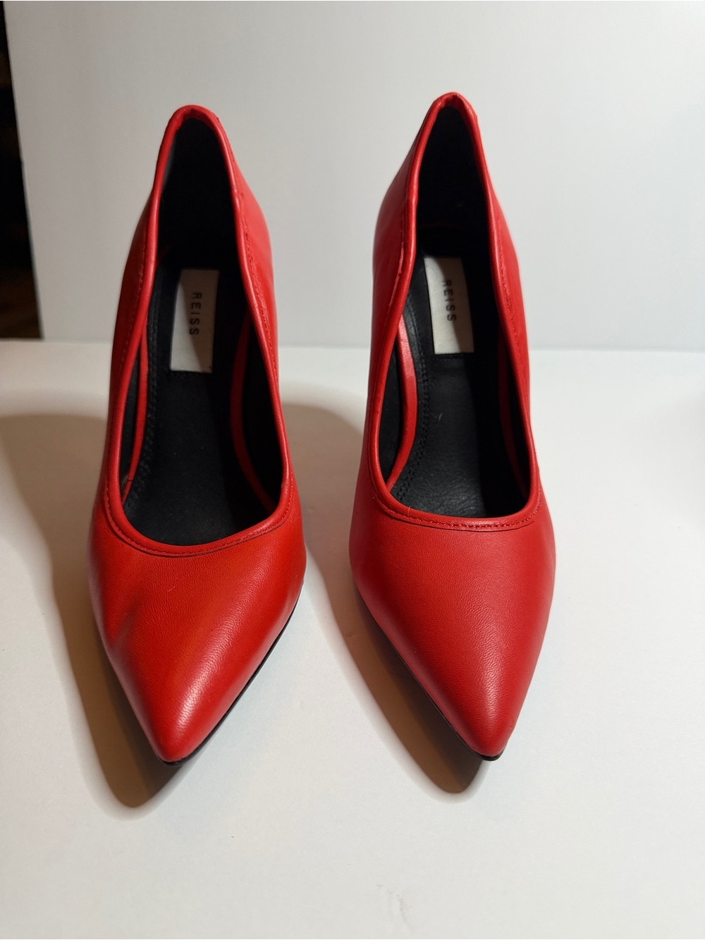 Reiss Scarlet Pointed-Toe Leather Pumps